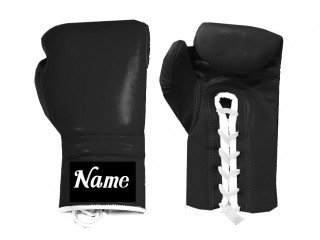 Niestandardowe sznurowane rękawiczki bokserskie: Czarne