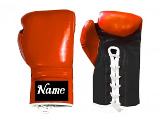 Niestandardowe sznurowane rękawiczki bokserskie: Pomarańczowo-czarny