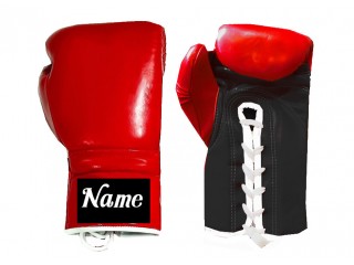 Niestandardowe sznurowane rękawiczki bokserskie: Czerwono-Czarny