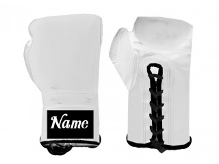 Niestandardowe sznurowane rękawiczki bokserskie: Biały