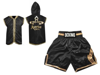 Zestaw do boxingu - Bluzy + Spodenki Bokserskie Kanong : KNCUSET-008-Czarny-Złoto