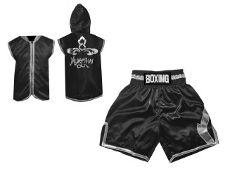 Zestaw do boxingu - Bluzy + Spodenki Bokserskie Kanong : KNCUSET-008-Czarny-Srebro 