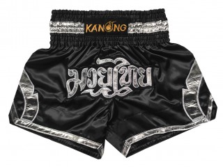 Spodenki Muay Thai Kanong : KNS-144-Czarny-Srebro