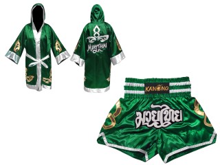 Szlafrok + Spodenki Muay Thai marki Kanong : Set-143-Zielony