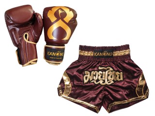 Pasujące rękawiczki Muay Thai i szorty Muay Thai: Set-144-Gloves-Kasztanowaty