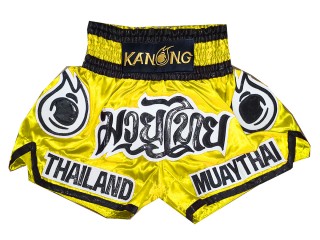 Spodenki Muay Thai Kickboxingu Kanong : KNS-118-Żółty 