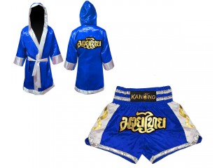 Szlafrok + Spodenki Muay Thai marki Kanong : Set-141-Niebieski 