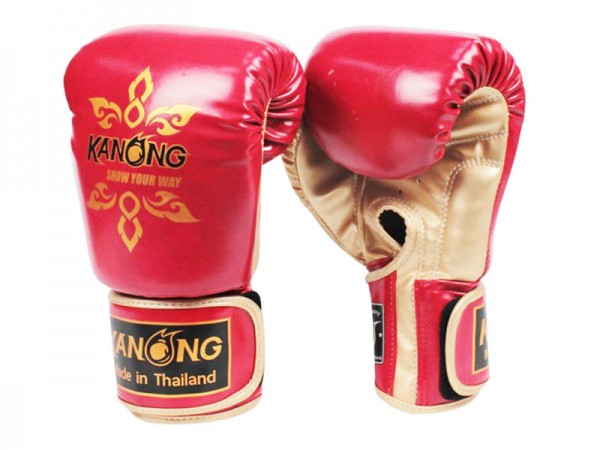 Rękawice do Muay Thai bokserskie Kanong : Thai Power Czerwony/Złoto