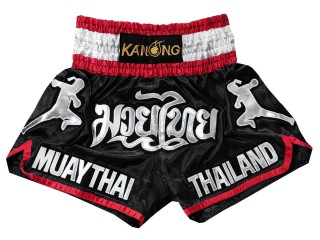 Spodenki Muay Thai Kickboxingu Kanong : KNS-133-Czarny-K