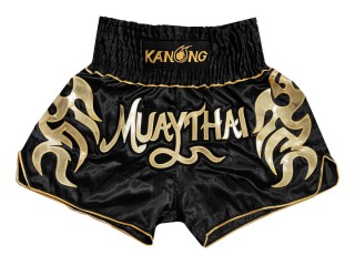 Spodenki Muay Thai Kickboxingu Kanong : KNS-134-Czarny-K