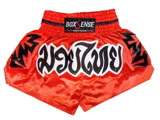 Spodenki Muay Thai Kickboxingu Boxsense : BXS-090-czerwony