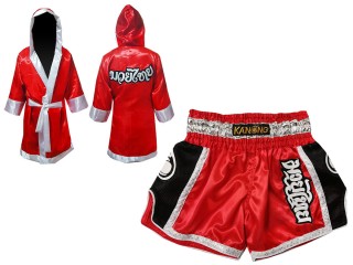 Szlafrok + Spodenki Muay Thai marki Kanong : Set 208 Czerwony