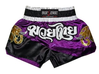 Spodenki Muay Thai Kickboxingu Boxsense : BXS-091-Fioletowy