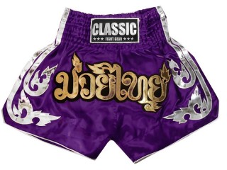 Spodenki Muay Thai Kickboxingu Classic : CLS-015-Fioletowy