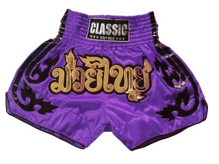 Spodenki Muay Thai Kickboxingu Classic : CLS-016-Fioletowy