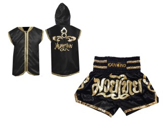 Bluzy + Spodenki Muay Thai marki Kanong : Set 121 Czarny