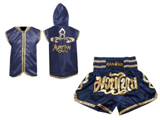 Bluzy + Spodenki Muay Thai marki Kanong : Set 121 Ciemnoniebieski