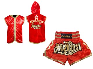 Bluzy + Spodenki Muay Thai marki Kanong : Set 121 Czerwony