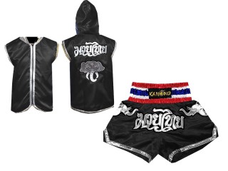 Bluzy + Spodenki Muay Thai marki Kanong : Set 125 Czarny