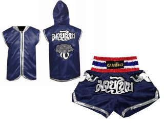 Bluzy + Spodenki Muay Thai marki Kanong : Set 125 Ciemnoniebieski