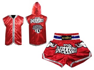 Bluzy + Spodenki Muay Thai marki Kanong : Set 125 Czerwony