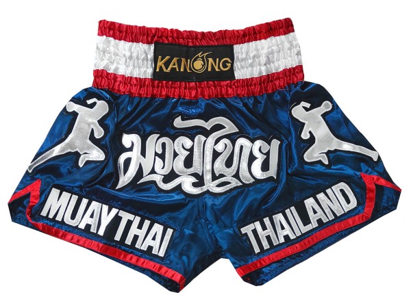 Spodenki Muay Thai Kickboxingu Kanong : KNS-133-Ciemnoniebieski
