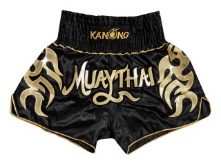 Spodenki Muay Thai Kickboxingu Kanong : KNS-134-Czarny
