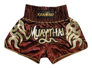 Spodenki Muay Thai Kickboxingu Kanong : KNS-134-Kasztanowaty