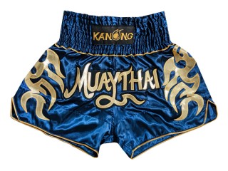 Spodenki Muay Thai Kickboxingu Kanong : KNS-134-Ciemnoniebieski