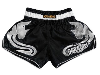 Spodenki Kickboxingu Muay Thai Retro KANONG : KNSRTO-209-Czarny