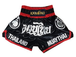 Spodenki Muay Thai Kickboxingu dla dzieci Kanong : KNS-118-Czarny-K