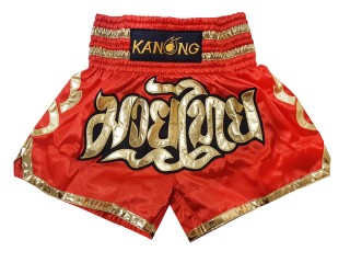 Spodenki Muay Thai Kickboxingu Kanong : KNS-121-Czerwony-K