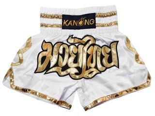 Spodenki Muay Thai Kickboxingu Kanong : KNS-121-Biały-K