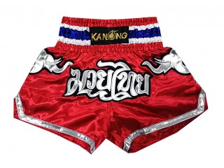 Spodenki Muay Thai Kickboxingu dla dzieci Kanong : KNS-125-Czerwony-K