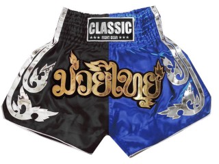 Spodnie do Muay Thai Męskie Classic : CLS-015-Czarny-Niebieski