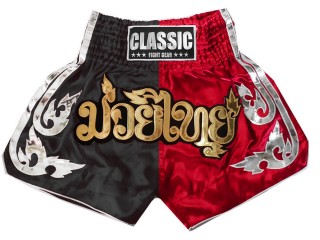 Spodnie do Muay Thai Męskie Classic : CLS-015-Czarny-Czerwony