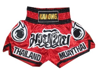 Spodenki Muay Thai Kickboxingu Kanong : KNS-118-Czerwony
