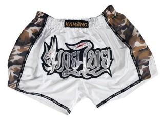 Spodenki Kickboxingu Muay Thai Retro KANONG : KNSRTO-231-Biały