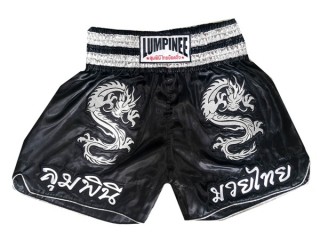 Spodenki Muay Thai Kickboxingu Lumpinee : LUM-038-Czarny