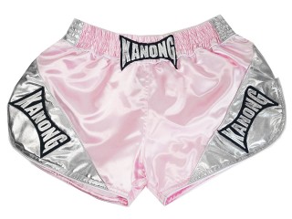 Spodenki do Muay Thai Retro KANONG : KNSRTO-201-Różowy-Srebro