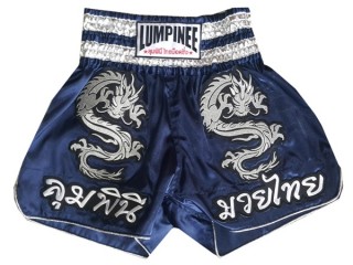 Spodenki Muay Thai Kickboxingu Lumpinee : LUM-038-Ciemnoniebieski