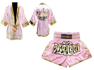 Szlafrok + Spodenki Muay Thai marki Kanong : Set 121 Różowy