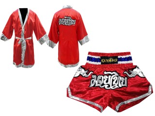 Szlafrok + Spodenki Muay Thai marki Kanong : Set 125 Czerwony